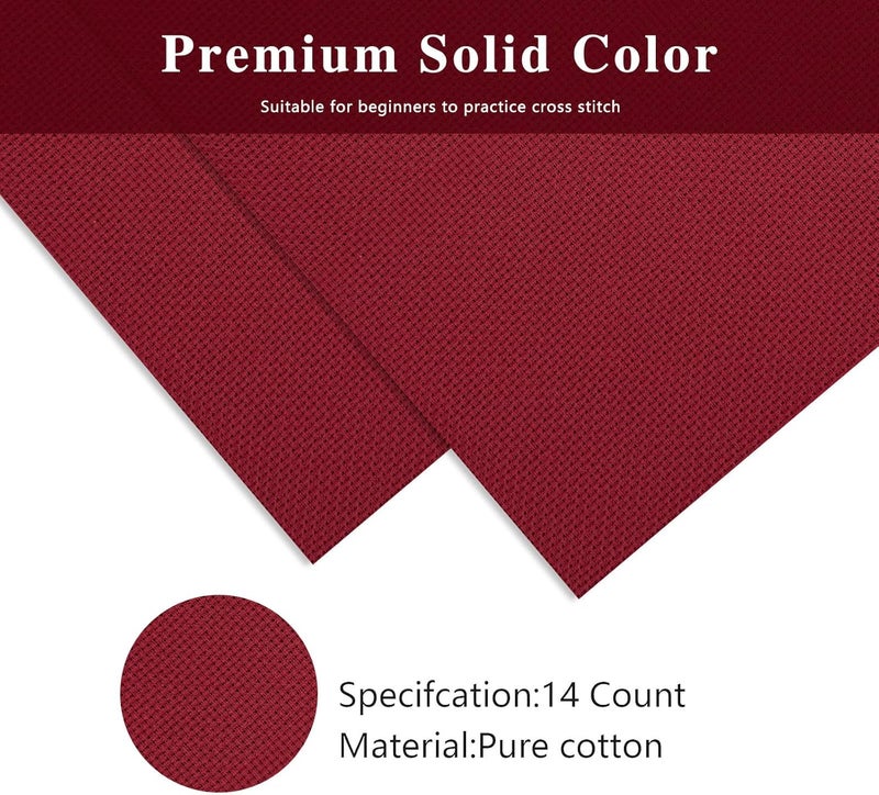Zhenqing 14CT Aida Cloth - 30x35 Inch Cross Stitch Fabric for Embroidery, Pre-Cut Needlework Material, Acid-Free, Durable Weave(Wine red) - Image 3